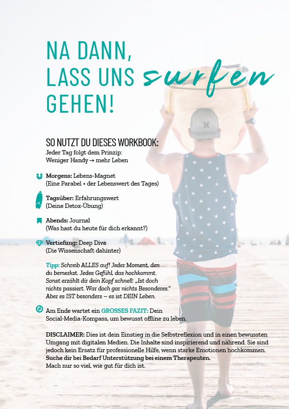 Übersicht zum Aufbau eines Workbook-Tags mit Morgen-Impuls, Tagesübung und Abend-Journal
